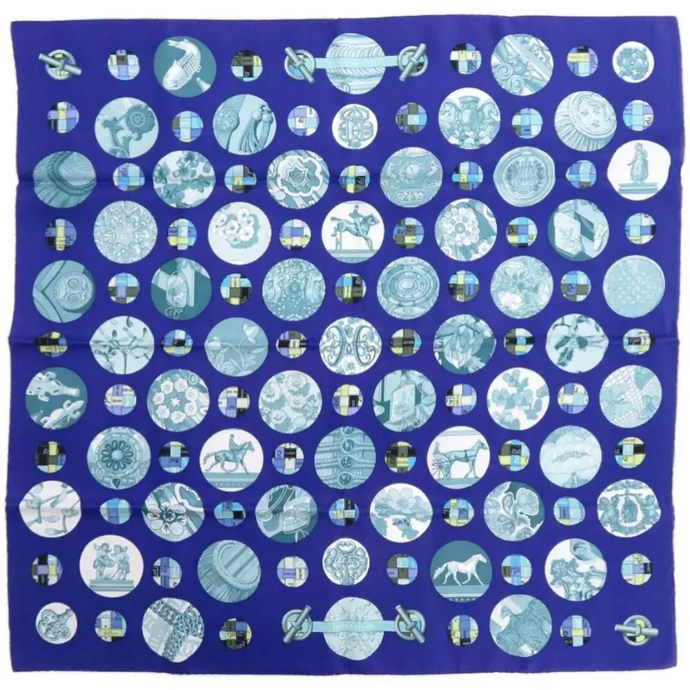 HERMES Authentic Black Silk Scarf